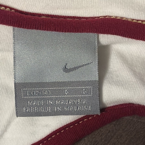 Nike Portugal size girls 12-14 halter top tie up white, shelf bra white burgundy - Picture 6 of 8
